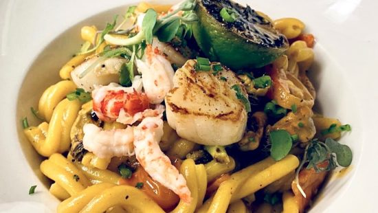 Seafood pasta.