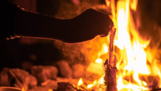 cooking by open fire